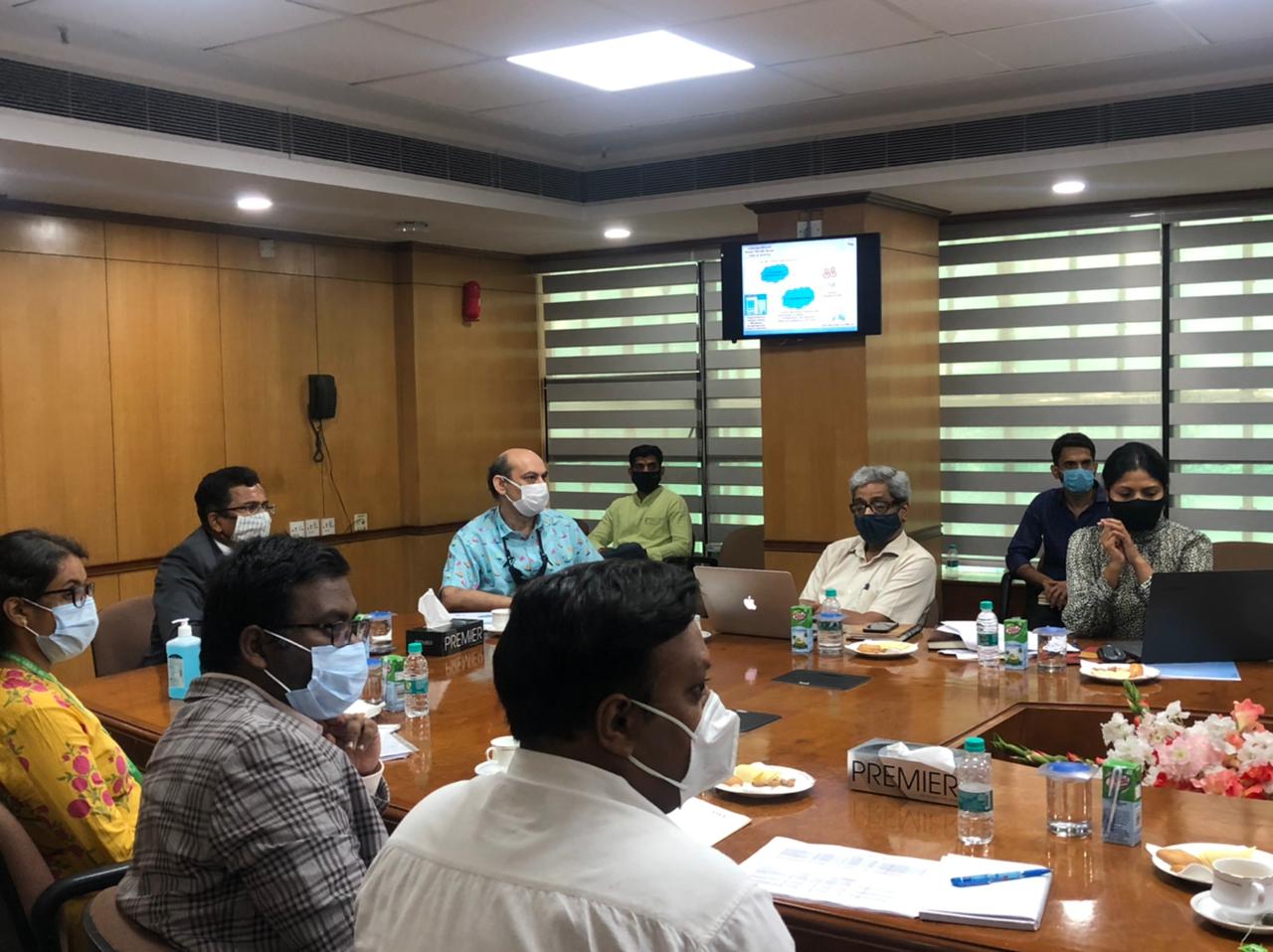 TCIL’s Director (Technical) Sh. Kamendra Kumar in a meeting with Ministry of External Affair’s JS (C&WA) Sh. Sevala Naik Mude and US (C&WA-II) Dr. Garika Tejeswar on 11/08/2021 to discuss the current status and way forward for the e-VBAB project. TCIL’s Director (Technical) Sh. Kamendra Kumar in a meeting with Ministry of External Affair’s JS (C&WA) Sh. Sevala Naik Mude and US (C&WA-II) Dr. Garika Tejeswar on 11/08/2021 to discuss the current status and way forward for the e-VBAB project.